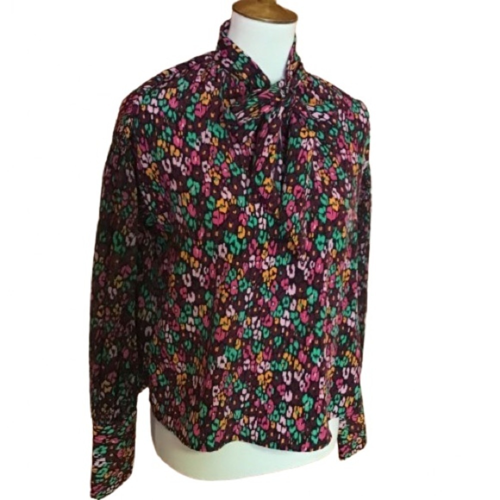 Who What Wear Bright Floral Bow Top